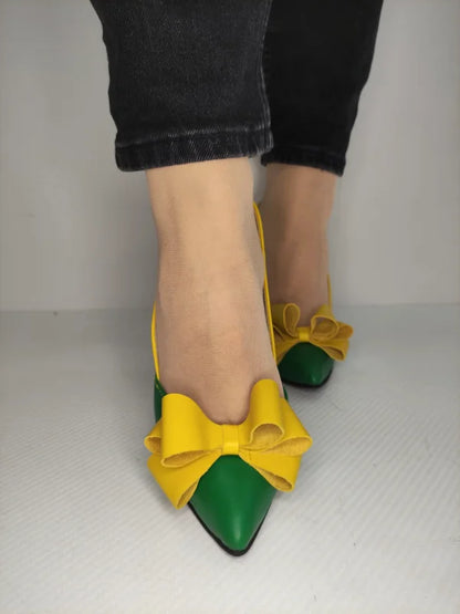 PANTOFI ELEGANTI DAMA RICO 597 VERZI CU GALBEN