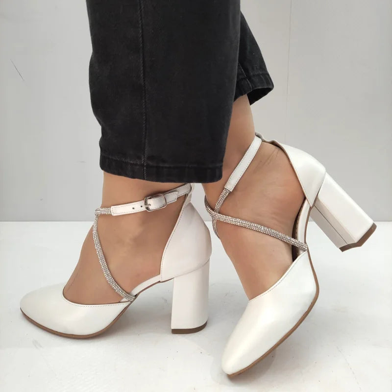 PANTOFI ELEGANTI DAMA PERLLA 3671-1 ALBI PERLAT - imagine 6