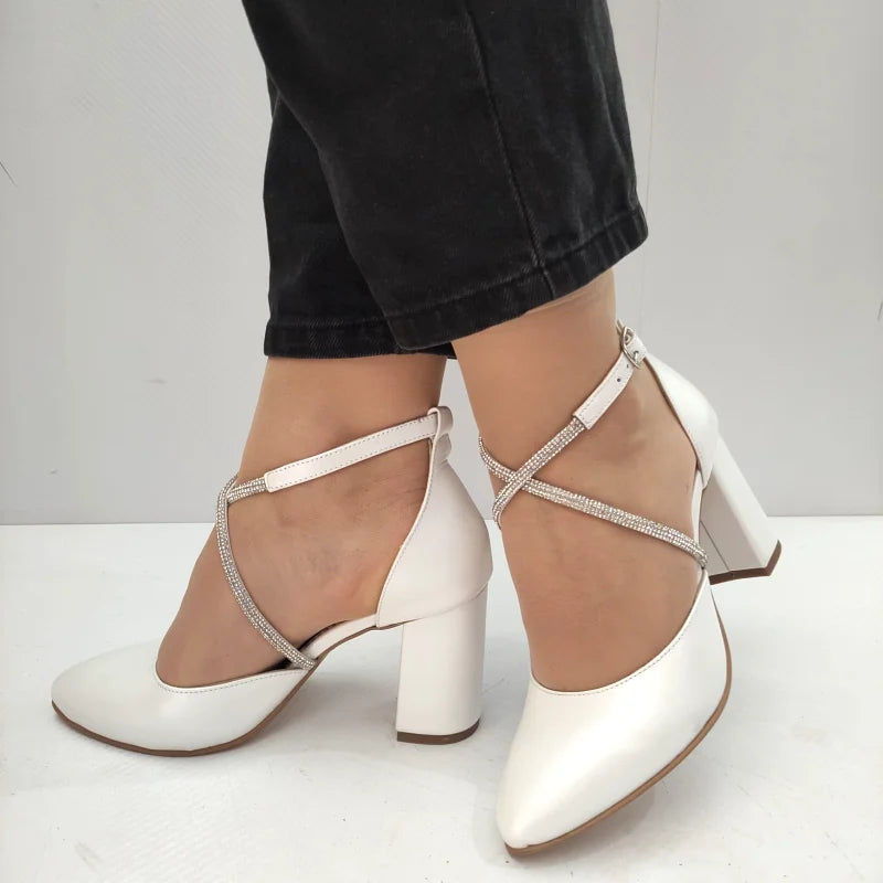 PANTOFI ELEGANTI DAMA PERLLA 3671-1 ALBI PERLAT - imagine 3