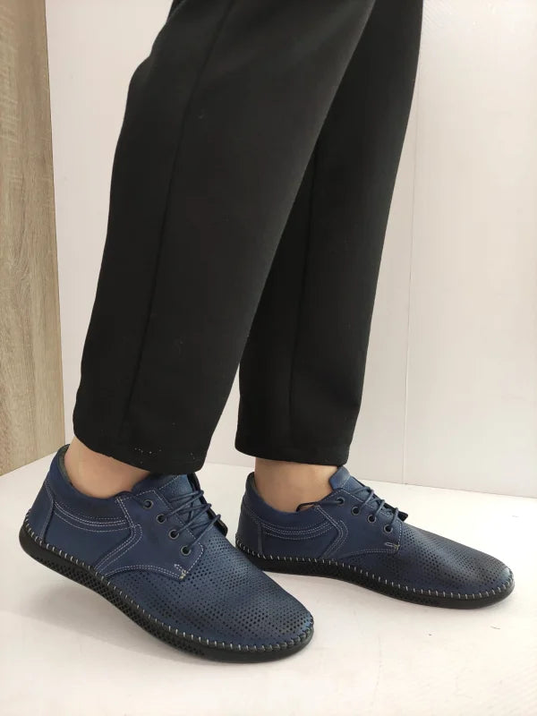 PANTOFI PERFORATI BARBATI BIO FLEX 138 ALBASTRI - imagine 2