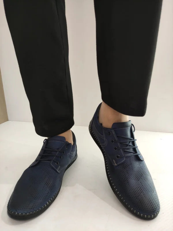 PANTOFI PERFORATI BARBATI BIO FLEX 138 ALBASTRI - imagine 3
