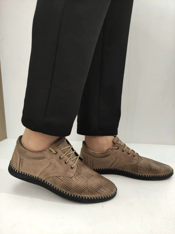 PANTOFI PERFORATI BARBATI BIO FLEX 138 BEJ - imagine 2
