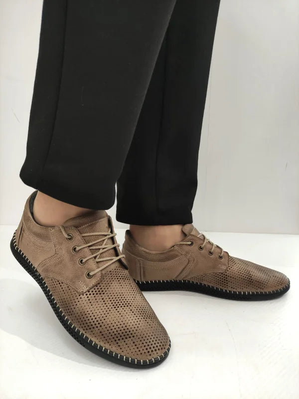 PANTOFI PERFORATI BARBATI BIO FLEX 138 BEJ - imagine 3