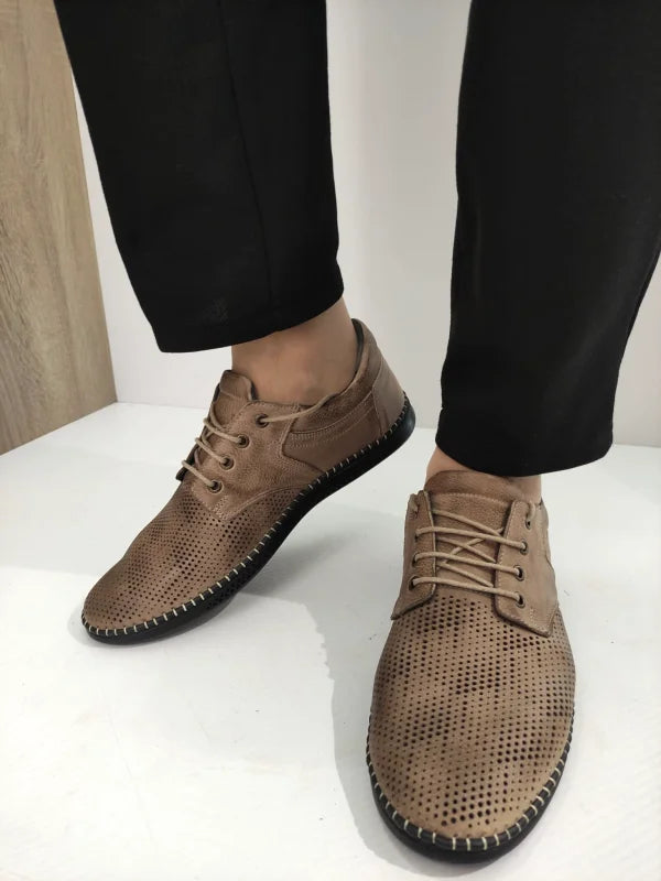 PANTOFI PERFORATI BARBATI BIO FLEX 138 BEJ - imagine 4