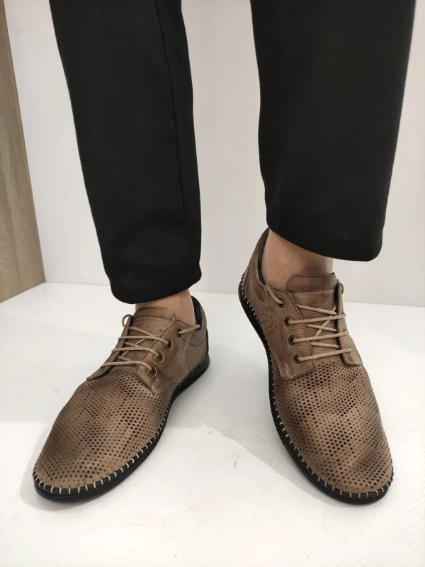 PANTOFI PERFORATI BARBATI BIO FLEX 138 BEJ - imagine 5