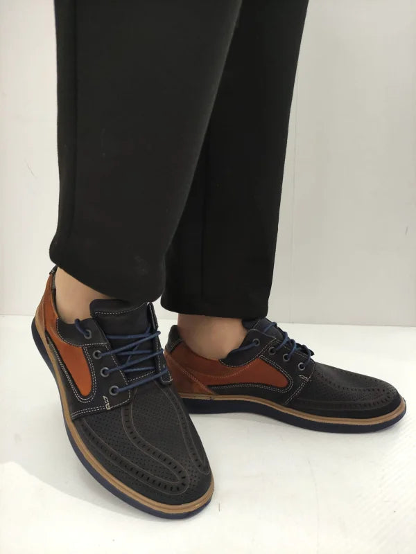 PANTOFI PERFORATI BARBATI BIO FLEX 1523 BLEUMARIN CU MARO - imagine 5