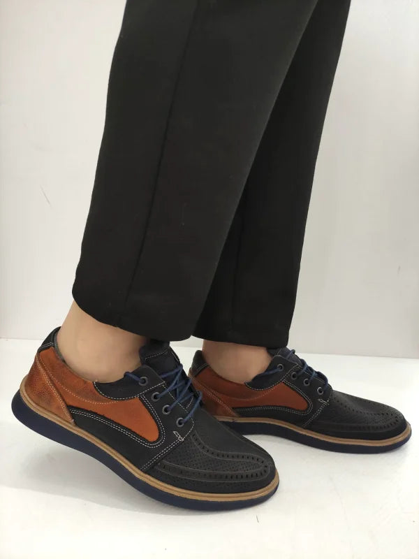 PANTOFI PERFORATI BARBATI BIO FLEX 1523 BLEUMARIN CU MARO - imagine 2