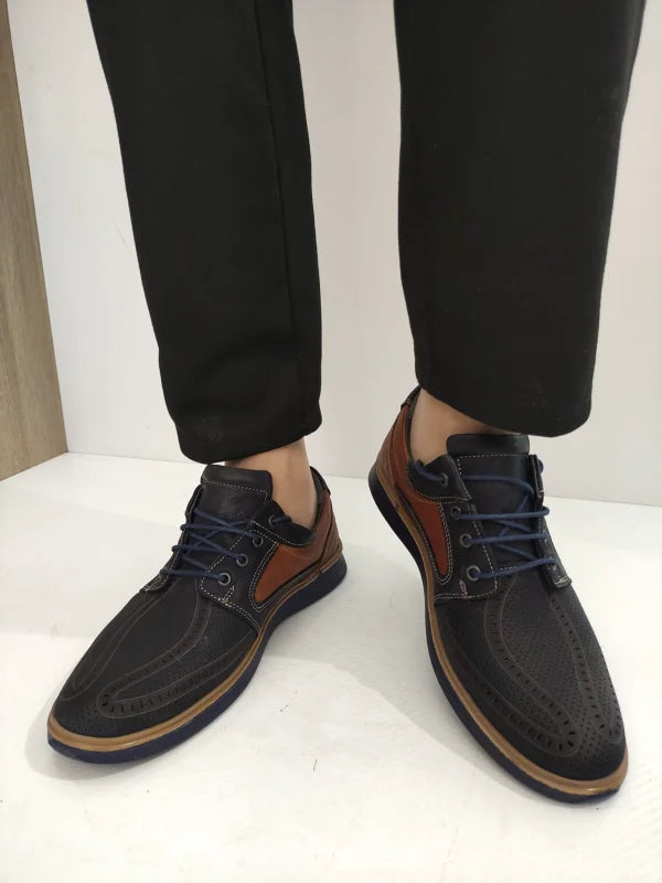 PANTOFI PERFORATI BARBATI BIO FLEX 1523 BLEUMARIN CU MARO - imagine 4