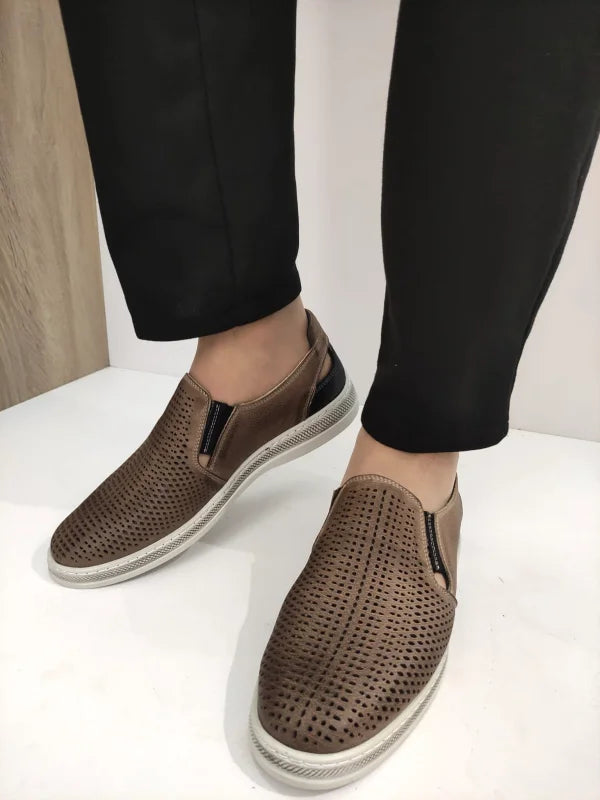 PANTOFI PERFORATI BARBATI BIO FLEX 411 TAUPE - imagine 4