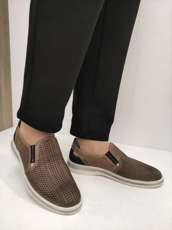 PANTOFI PERFORATI BARBATI BIO FLEX 411 TAUPE - imagine 5