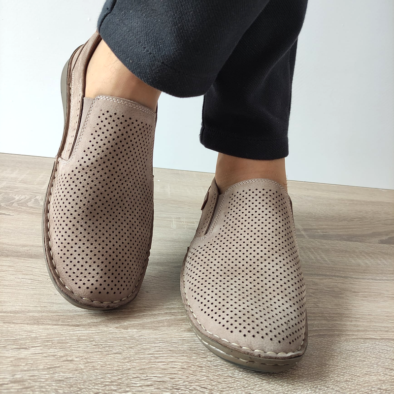 PANTOFI PERFORATI BARBATI DR JELLS 9505-1-10 BEJ BUFO - imagine 5