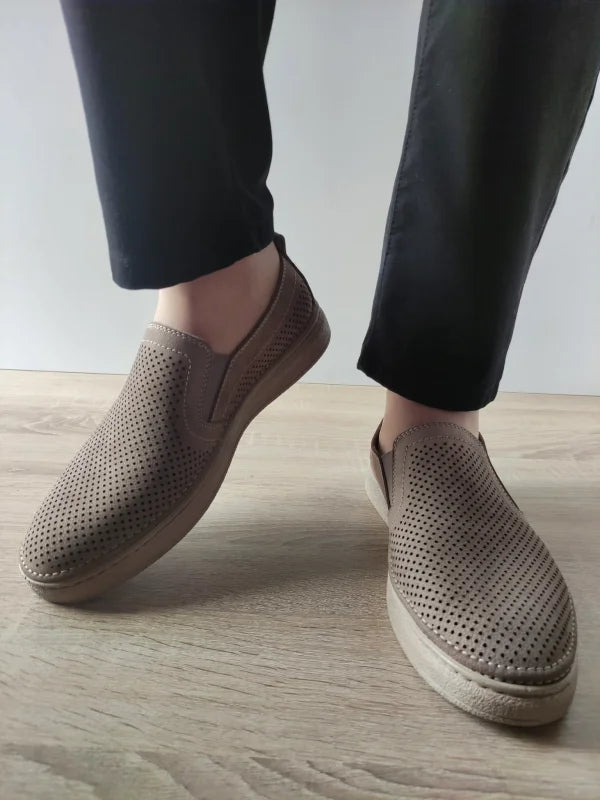 PANTOFI PERFORATI BARBATI GORETTI B69-320 BEJ - imagine 4