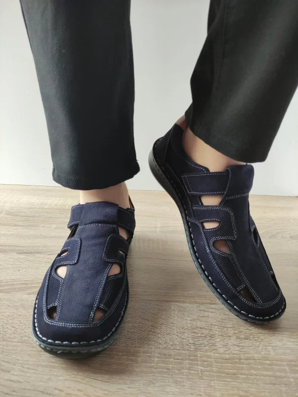 PANTOFI CASUAL PERFORATI BARBATI OTTER 9543 42-2 NAVY NUBUCK - imagine 5