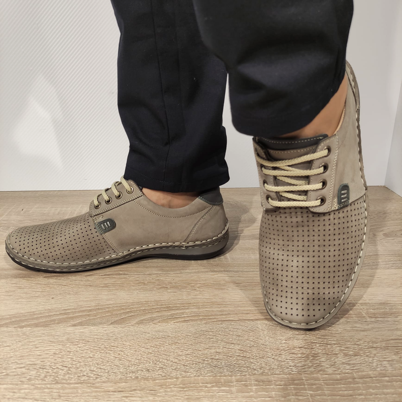 PANTOFI PERFORATI BARBATI OTTER 9551 14-2 BEJ - imagine 2