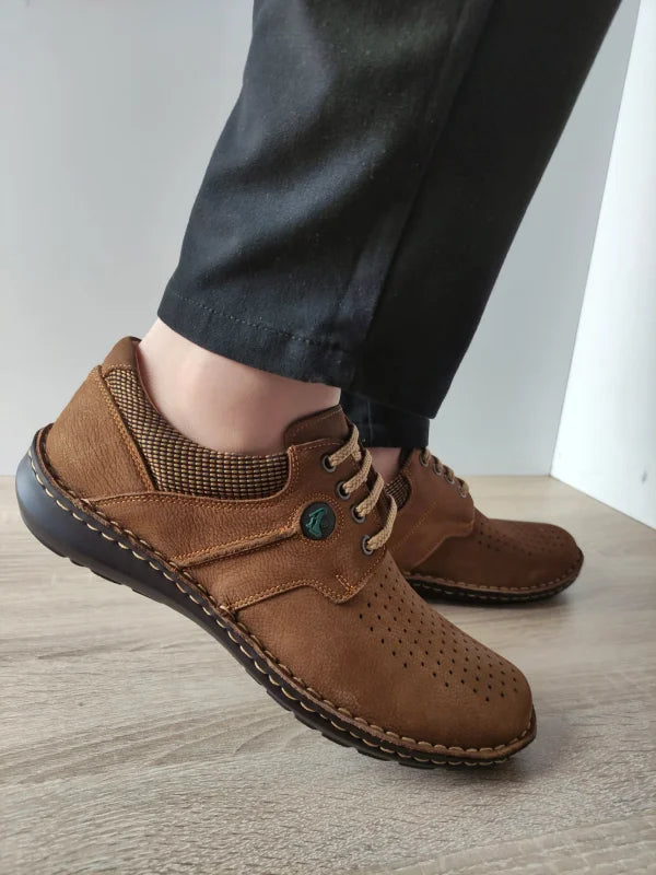 PANTOFI CASUAL PERFORATI BARBATI OTTER 9560 04-2 MARO TABACCO NABUK - imagine 2