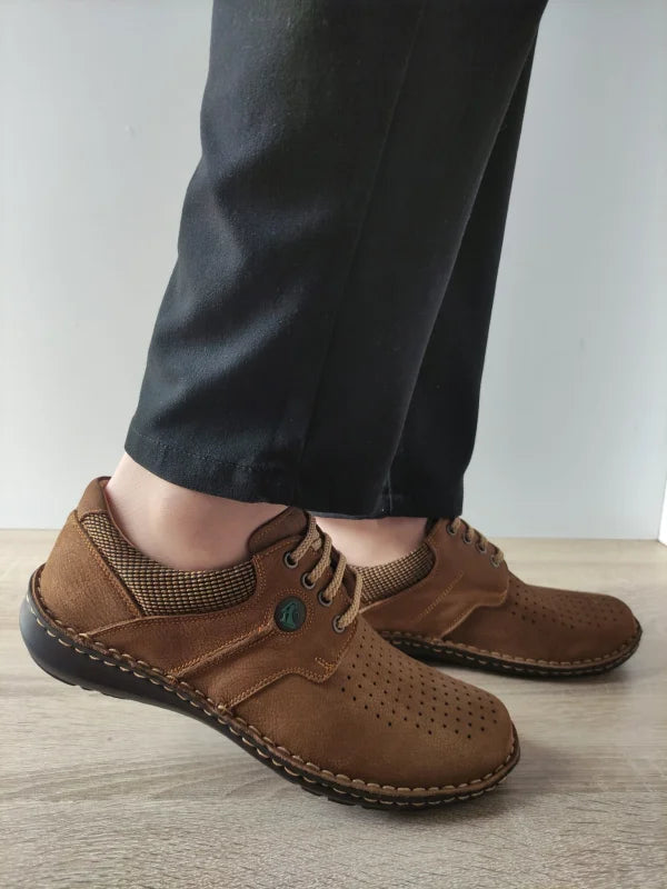 PANTOFI CASUAL PERFORATI BARBATI OTTER 9560 04-2 MARO TABACCO NABUK - imagine 3