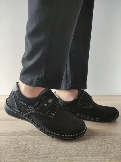 PANTOFI CASUAL PERFORATI BARBATI OTTER 9583 01-2 NEGRI NUBUCK