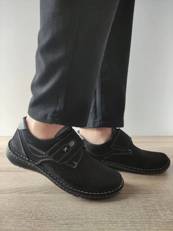 PANTOFI CASUAL PERFORATI BARBATI OTTER 9583 01-2 NEGRI NUBUCK - imagine 5