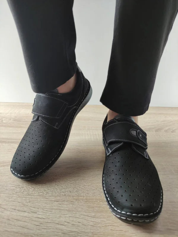 PANTOFI CASUAL PERFORATI BARBATI OTTER 9583 01-2 NEGRI NUBUCK - imagine 3