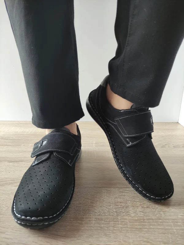 PANTOFI CASUAL PERFORATI BARBATI OTTER 9583 01-2 NEGRI NUBUCK