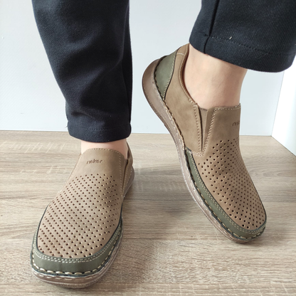 PANTOFI PERFORATI BARBATI RIEKER 03079-64 BEJ