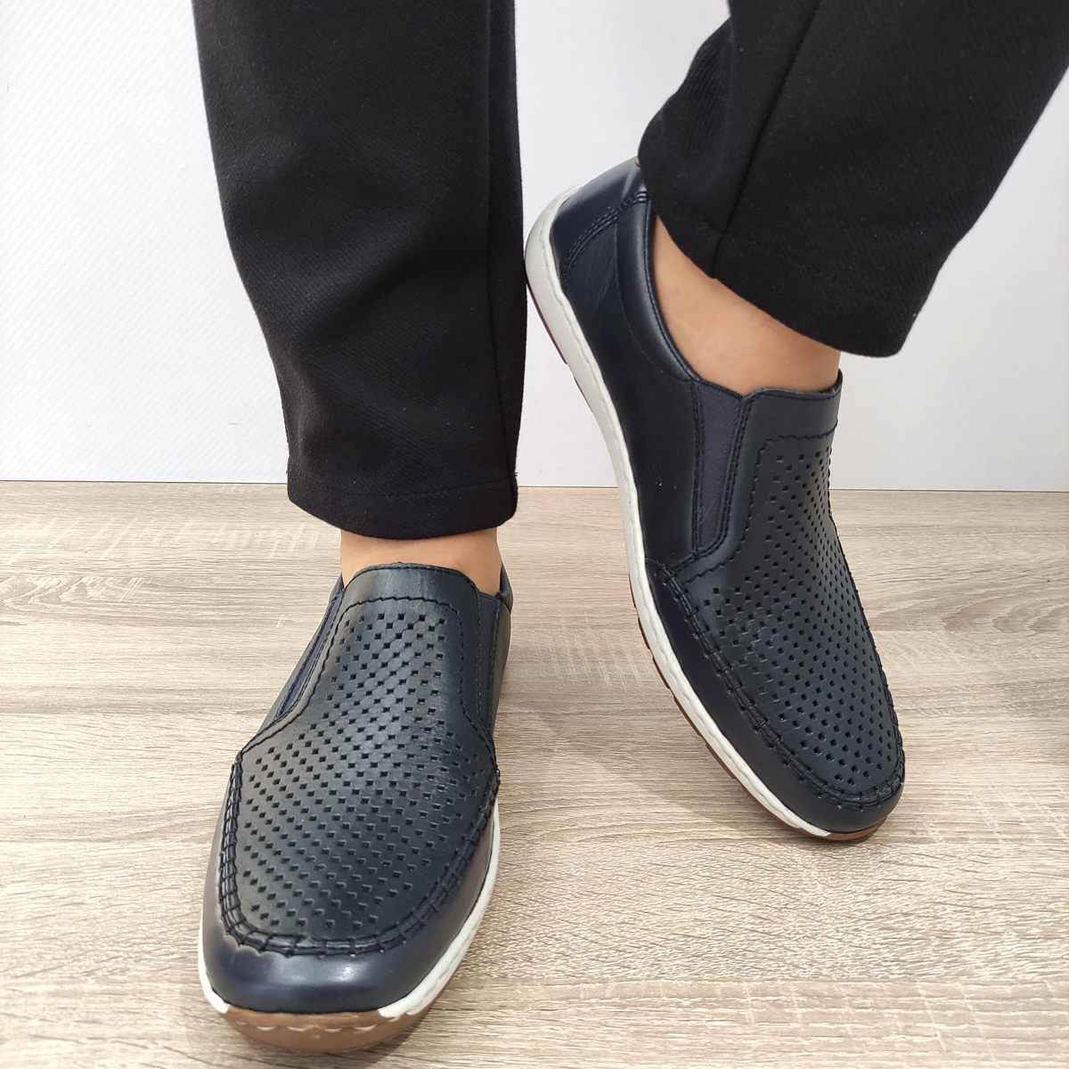 PANTOFI PERFORATI CASUAL BARBATI RIEKER 08868-15 BLEUMARIN - imagine 6