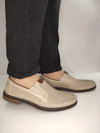 PANTOFI PERFORATI BARBATI RIEKER 13459-60 BEJ