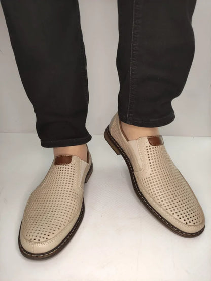 PANTOFI PERFORATI BARBATI RIEKER 13459-60 BEJ