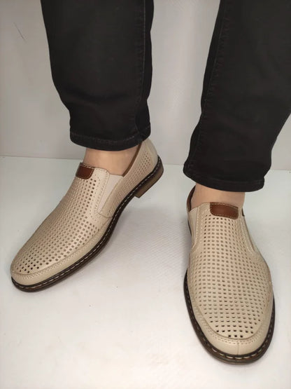 PANTOFI PERFORATI BARBATI RIEKER 13459-60 BEJ