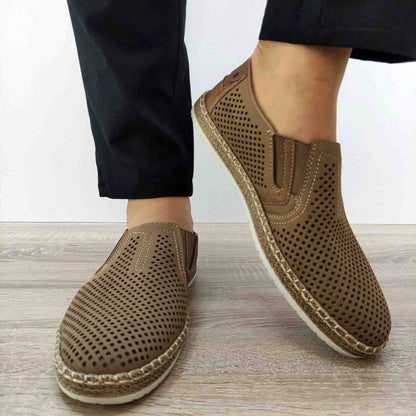 PANTOFI PERFORATI BARBATI RIEKER B5297-64 BEJ