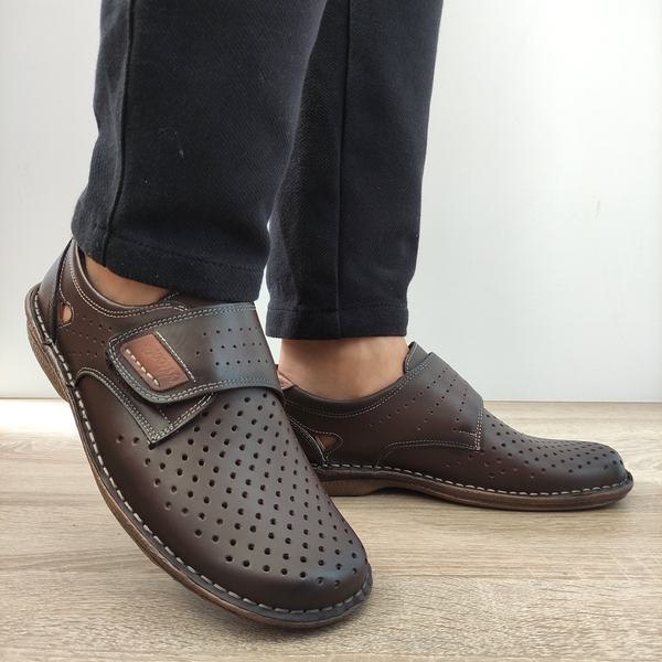 PANTOFI PERFORATI CASUAL BARBATI NICOLIS 98383 MARO INCHIS - imagine 5