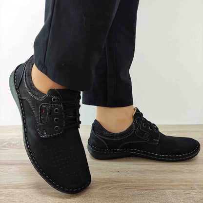 PANTOFI PERFORATI CASUAL BARBATI OTTER 9565 01-2 NEGRI NABUCK