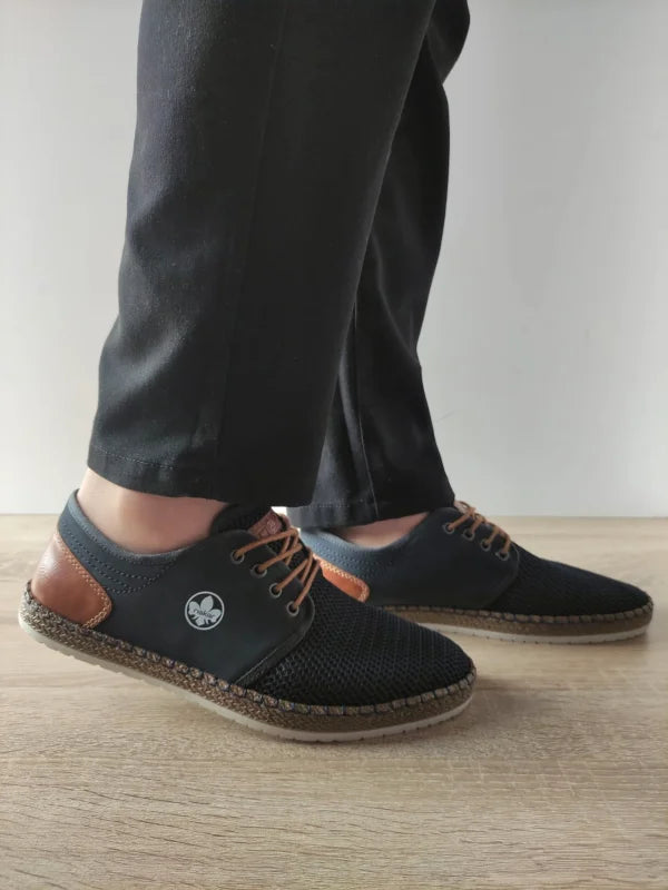 PANTOFI CASUAL PERFORATI BARBATI RIEKER B5249-14 BLEUMARIN - imagine 3