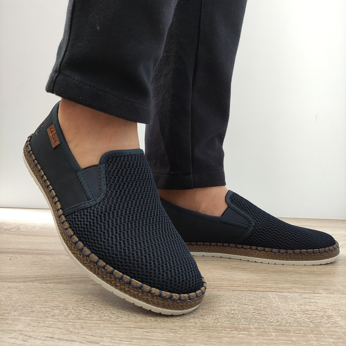 PANTOFI PERFORATI CASUAL BARBATI RIEKER B5265-14 BLEUMARIN - imagine 5
