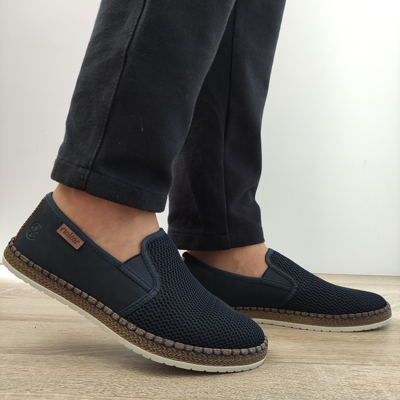 PANTOFI PERFORATI CASUAL BARBATI RIEKER B5265-14 BLEUMARIN - imagine 2