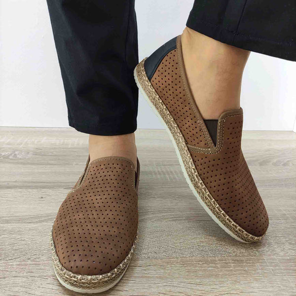 PANTOFI PERFORATI CASUAL BARBATI RIEKER B5278-24 MARO - imagine 3