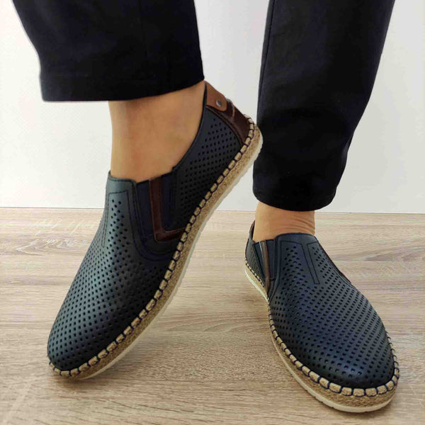 PANTOFI PERFORATI CASUAL BARBATI RIEKER B5297-14 BLEUMARIN - imagine 5