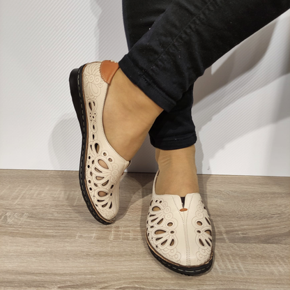 PANTOFI PERFORATI CASUAL DAMA ANNA VIOTTI 2104-1 BEJ