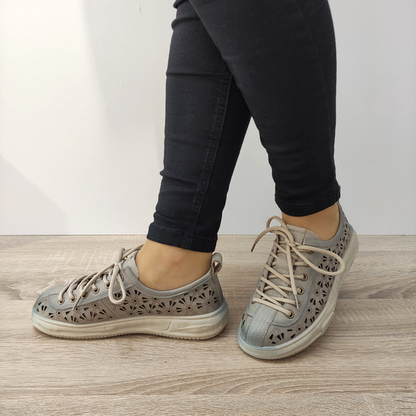 PANTOFI PERFORATI CASUAL DAMA FORMAZIONE 98088 LIGHT GRAY - imagine 3