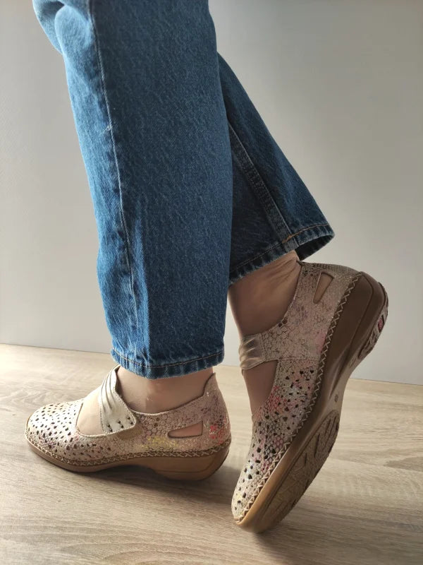 PANTOFI PERFORATI CASUAL DAMA RIEKER 41399-92 MULTICOLOR PLATIN - imagine 5