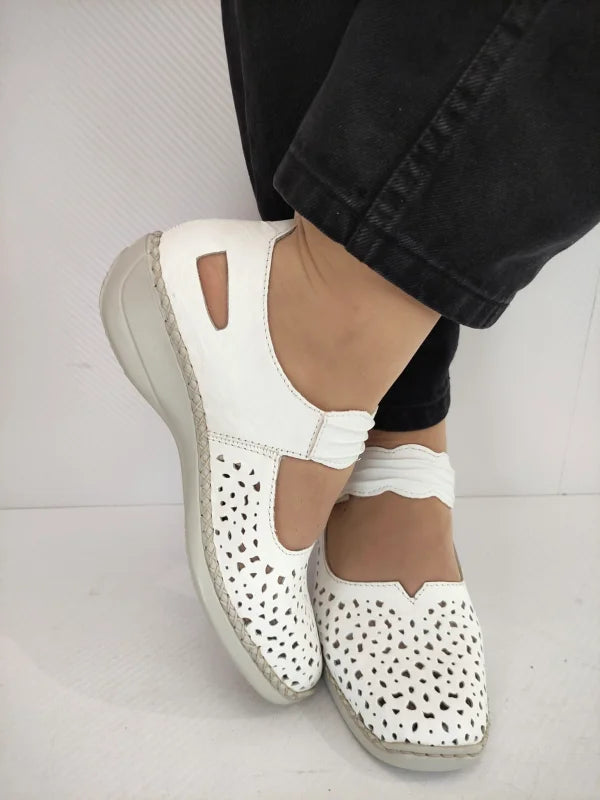 PANTOFI PERFORATI CASUAL DAMA RIEKER 41399-80 ALBI - imagine 4