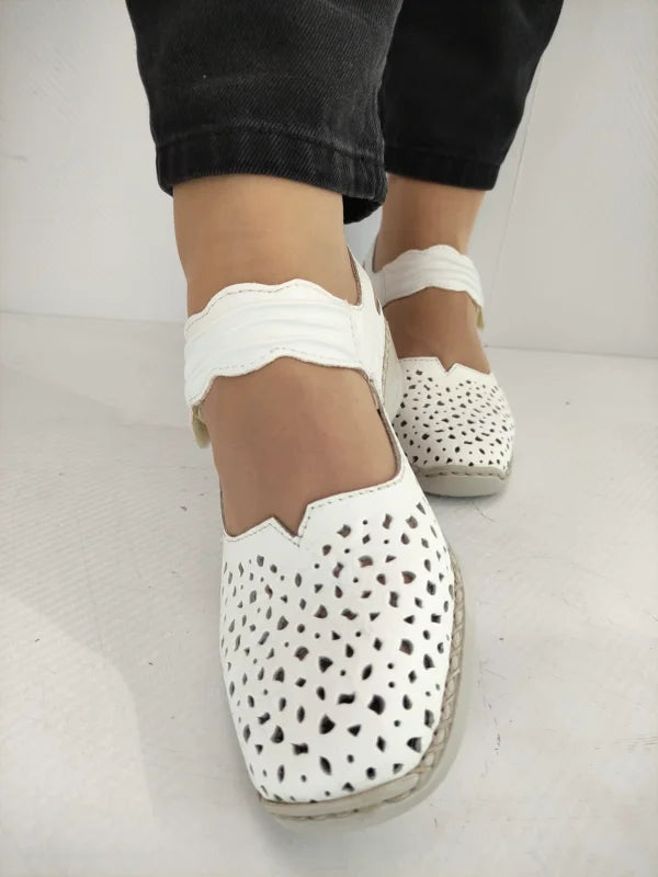 PANTOFI PERFORATI CASUAL DAMA RIEKER 41399-80 ALBI - imagine 5