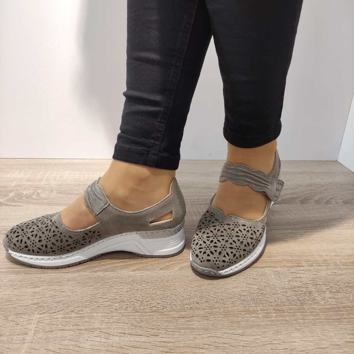PANTOFI PERFORATI CASUAL DAMA RIEKER N4367-42 - imagine 3