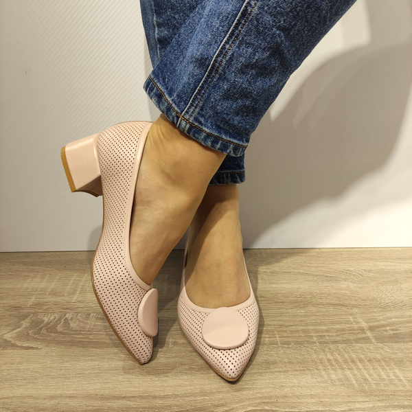 PANTOFI PERFORATI DAMA AGA 1237.2593 ROZ NATURAL - imagine 5