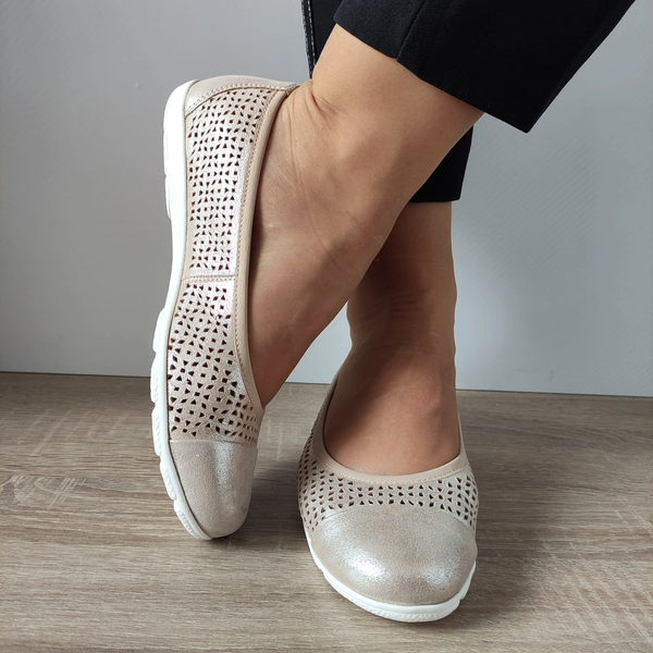 PANTOFI CASUAL PERFORATI DAMA CAPRICE 22151-42 BEJ METALIC - imagine 3