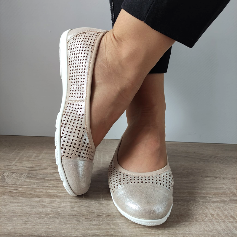 PANTOFI CASUAL PERFORATI DAMA CAPRICE 22151-42 BEJ METALIC - imagine 3