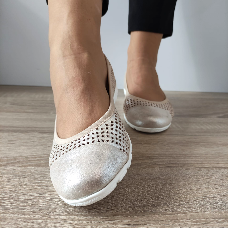 PANTOFI CASUAL PERFORATI DAMA CAPRICE 22151-42 BEJ METALIC - imagine 4