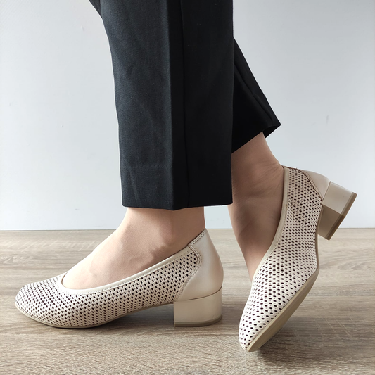 PANTOFI PERFORATI DAMA CAPRICE 22501-42 BEJ PERLAT