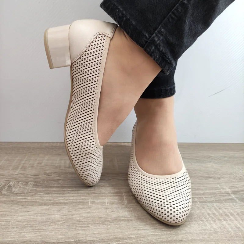 PANTOFI PERFORATI DAMA CAPRICE 22501-44 BEJ CREM NAPPA - imagine 4