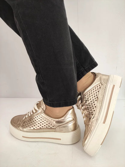 PANTOFI PERFORATI DAMA CAPRICE 23719-44 PLATIN METAL